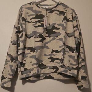 SUNDRY WOMAN crop SWEATSHIRT CAMO GRAY 1